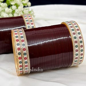 Maroon Chura Bangle Set, Punjabi Traditional Chooda , Indian Bridal bangle, Wedding bangle Set for Women/Girls, Bridesmaid Gift Pack of 58