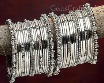 Antique Silver Bangle/Bracelet Oxidized German Silver Bangle Set, Indian Ethnic Bangle/Antique Bangles/Traditional Handmade Bangle for Women