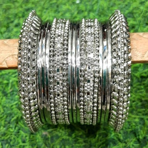 Antique Silver Bangle/Bracelet Oxidized German Silver Bangle Set, Indian Ethnic Bangle/Antique Bangles/Traditional Handmade Bangle for Women