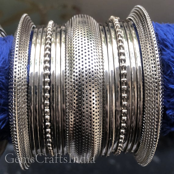Antique Silver Bangle/bracelet Oxidized German Silver Bangle Set
