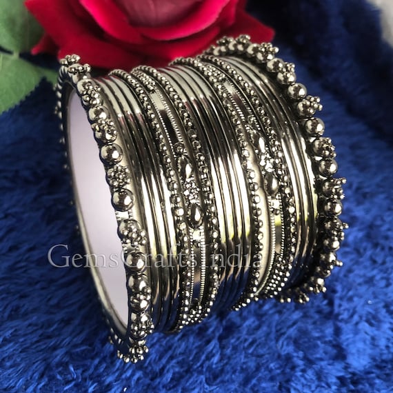 Indian Antique Dark Silver Tone Bangle/bracelet German Silver