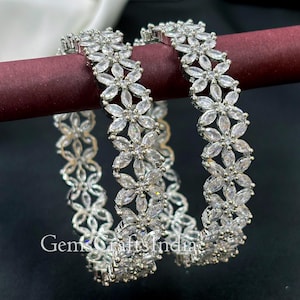 CZ Diamond Bangle/American Diamond Bangles Bracelet Set/Indian Bangle/Silver Bangle/Cubic Zirconia Bangle/Wedding Bangle/Gift for her