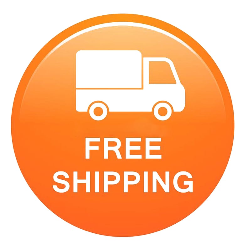 Puede incluir: Bot&oacute;n circular naranja con un icono de cami&oacute;n de reparto blanco y el texto "ENV&Iacute;O GRATIS" en blanco.