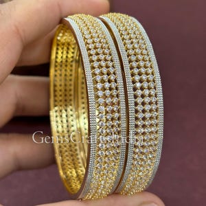 Indian CZ Diamond Bangle Bracelets/Cubic Zirconia Bangles/ Indian bangle Bracelet/Indian Jewelry/bridal bangle/bridesmaid bracelet Pack of 2