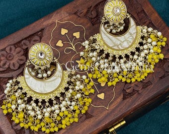 Chandelier pearl beads earrings Traditional/Indian earrings/Wedding Earrings/Bridal earrings for Women/bridesmaid earrings/ Gift for her