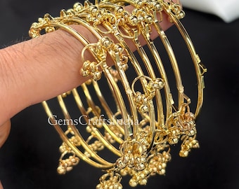 Golden Kashmiri Ghungroo Bangles Set,  Kashmiri Churi , Indian Trending Bangles, Gift for her, Pack of 8 pcs