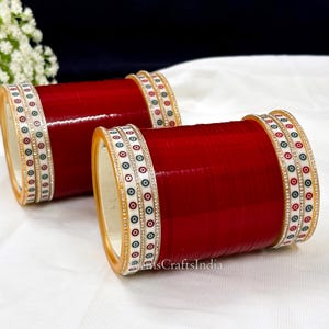 Dark Red Chura Bangle Set, Punjabi Traditional Chooda , Indian Bridal bangle, Wedding bangle Set for Women/Girls, Bridesmaid Gift Pack of 58