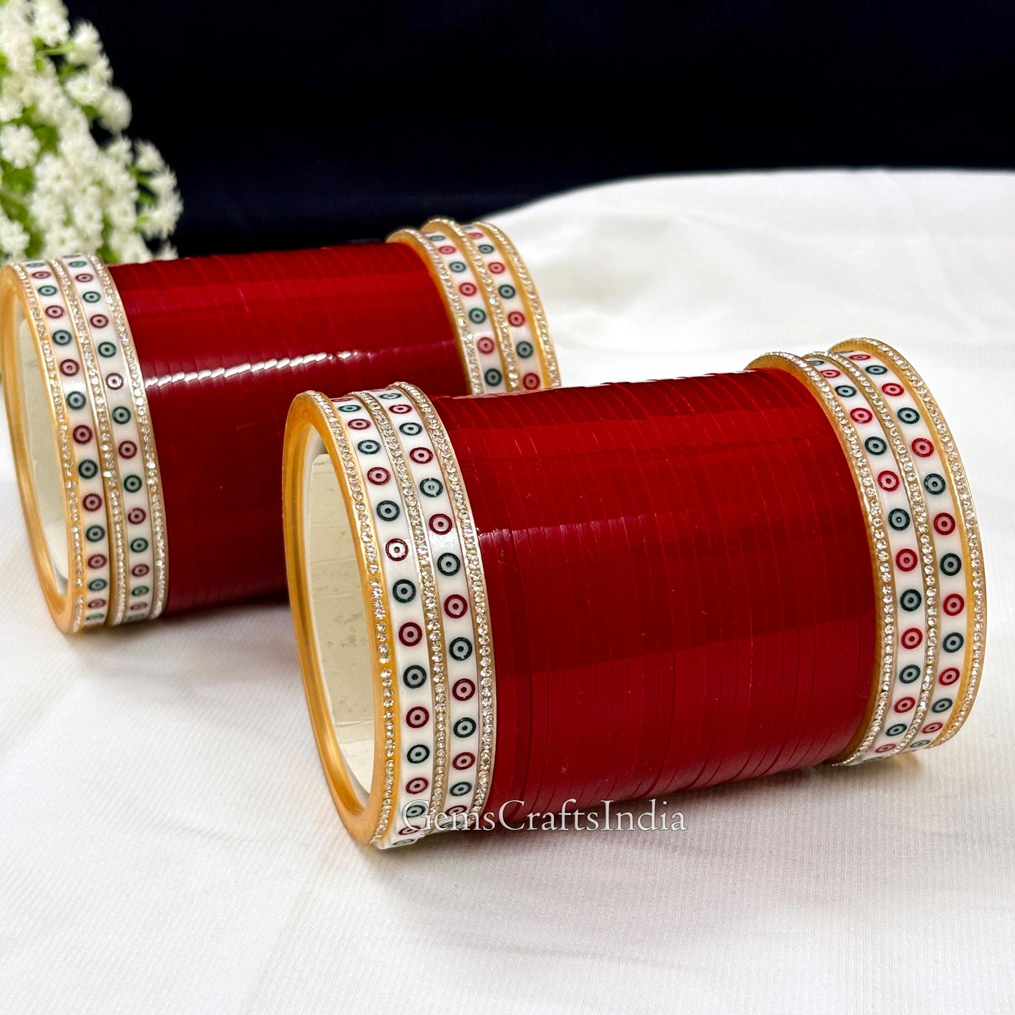 Dark Red Chura Bangle Set, Punjabi Traditional Chooda , Indian