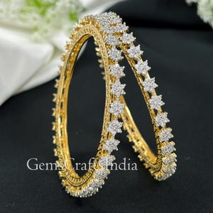 Golden Pacheli Bangles Set/CZ Diamond Bangles Bracelets/Indian Jewelry/American Diamond Bangles/Indian Bangle/Bridal jewelry/Set of 2pcs