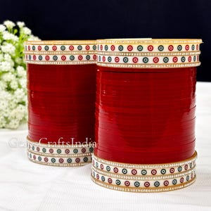 Bridal Chura, Indian Bangle Set, Punjabi Traditional Red Chooda , Wedding bangle Set for Women/Bridal Jewelry, Bridesmaid Gift Pack of 58