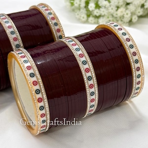Maroon Chura Bangle Set, Punjabi Traditional Chooda , Indian Bridal bangles, Wedding bangle Set for Women/Girls, Bridesmaid Gift  Pack of 58