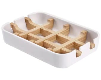Seifenablage Aus Bambus Quadratisch – Nachhaltige Seifenschale Für Shampoo-Bars | Zero-Waste Badezimmeraccessoire