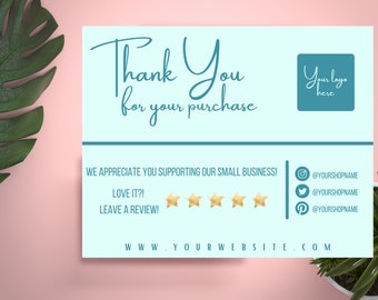 Business Thank You Card | Fully Editable | Package Insert | Printable Packaging Inserts| Personalize Your Own Card | Modern Design