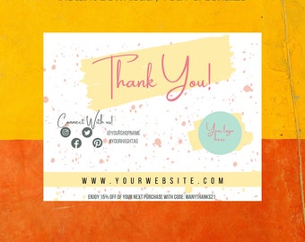 Business Thank You Card | Fully Editable | Package Insert | Printable Packaging Inserts| Personalize Your Own Card | Modern Design