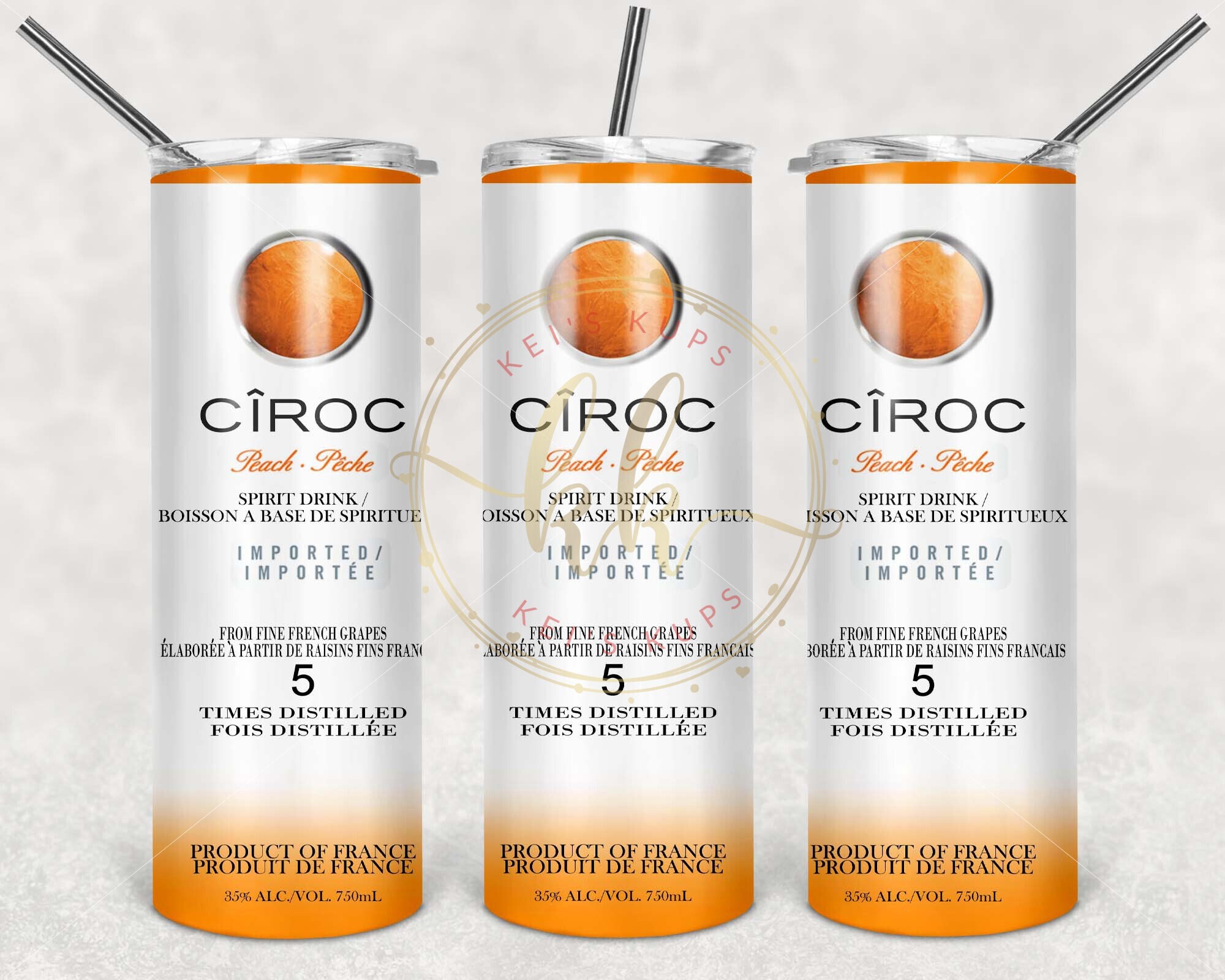 Ciroc Peach Themed Tumbler You Choose The Size Etsy
