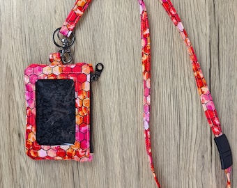 Fiery hexy ID lanyard and pouch