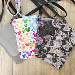 Minimalist crossbody phone pouch in fun, character print