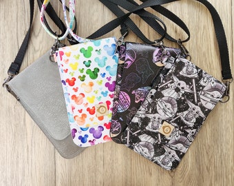 Minimalist crossbody phone pouch in fun, character print