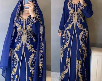 Moroccan Caftan Kaftan Women African Beach Summer Long Dress Light Blue Moroccan Caftan Kaftan Women African Beach Summer Long Dress Light Blue