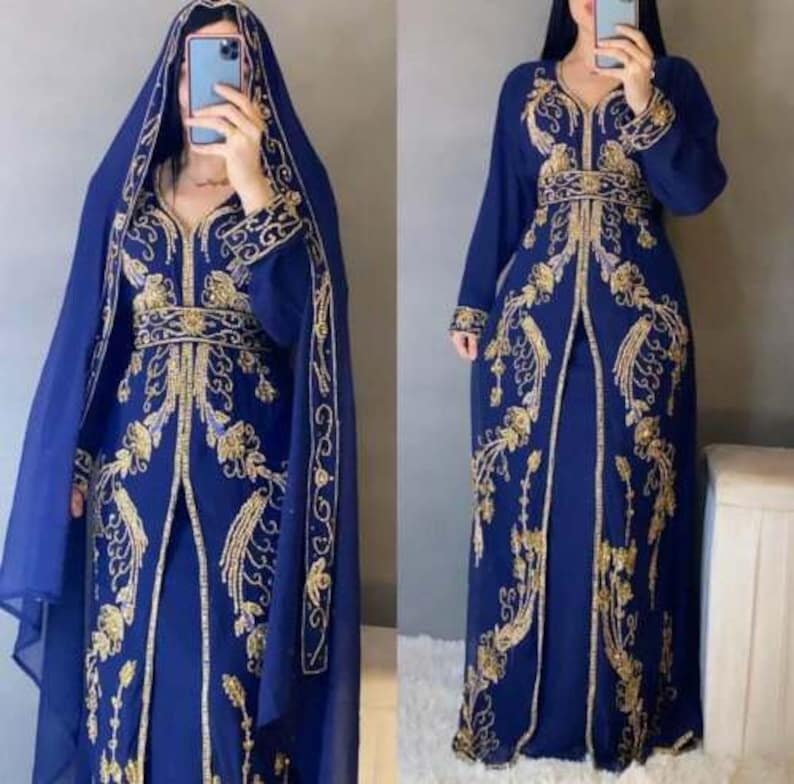 Moroccan Dubai Kaftan Arabic Abaya Maxi Hand Beaded Caftan Farasha Floor Length Party Wear Wedding Gown Beach Stylish Jalabiya Women Dress 