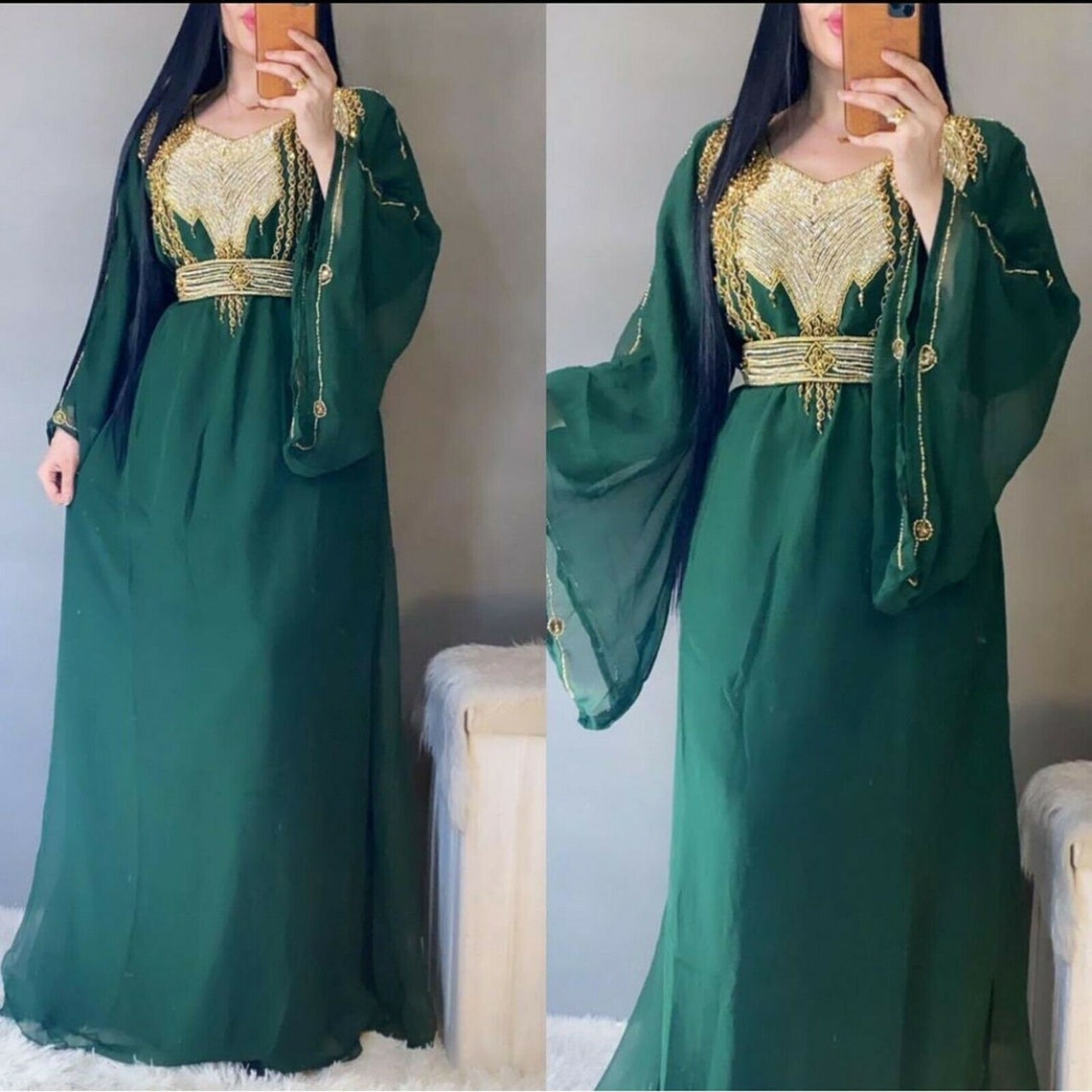 Dubai Moroccan Kaftan Arabic Abaya Maxi Hand Beaded Caftan - Etsy