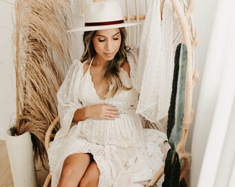Stella, Photo shoot Dress Rental, Maternity dress, maternity dress rental, boho dress, crochet dress