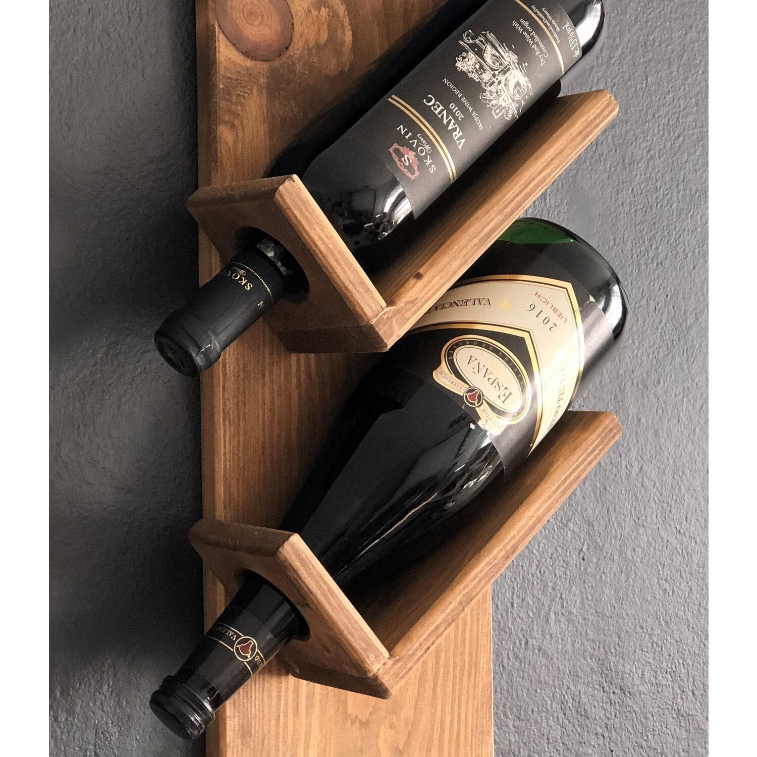 Natural Wood Decorative Vintage Wine Rack 2 Bottles 2 Glass Etsy