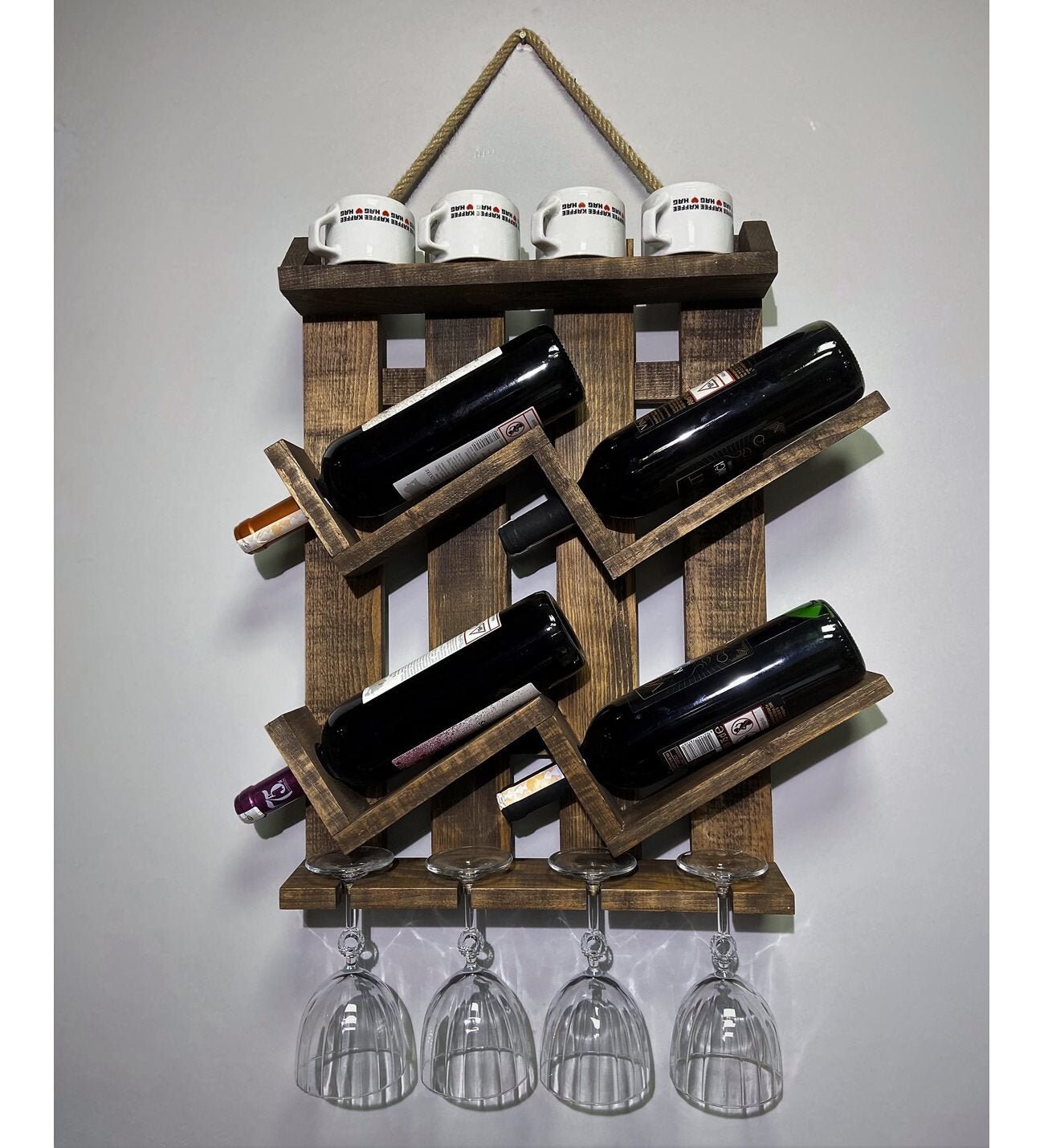 Wooden Zig Zag Wine Rack Z Geometric Rack 4 Bottle 4 Wine Etsy