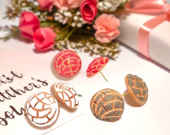 Conjunto de pendientes de arcilla Conchita, joyería de comida, pan dulce, pendientes mexicanos Concha, vainilla, chocolate y fresa, para mujeres y niñas, moda casual, regalo
