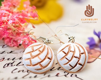Pendientes de concha de vainilla dulce Pan dulce mexicano tradicional mexicano Pan dulce blanco Conchitas aretes para niñas Moda Mujer Linda idea de regalo