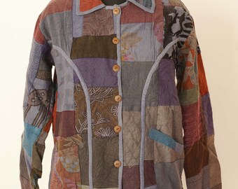 Taille S Patchwork sans fibre Belle veste de haute qualité faite à la main, veste Kantha 100% coton, cadeau de Noël, vêtements d’hiver, veste unisexe