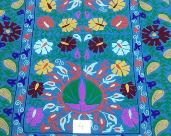 Cotton Suzani Throw Blanket Hand Embroidery Bed sheet Bedspread Suzani Embroidery, Suzani Wall Hanging, Uzbek Suzani, Table Cover