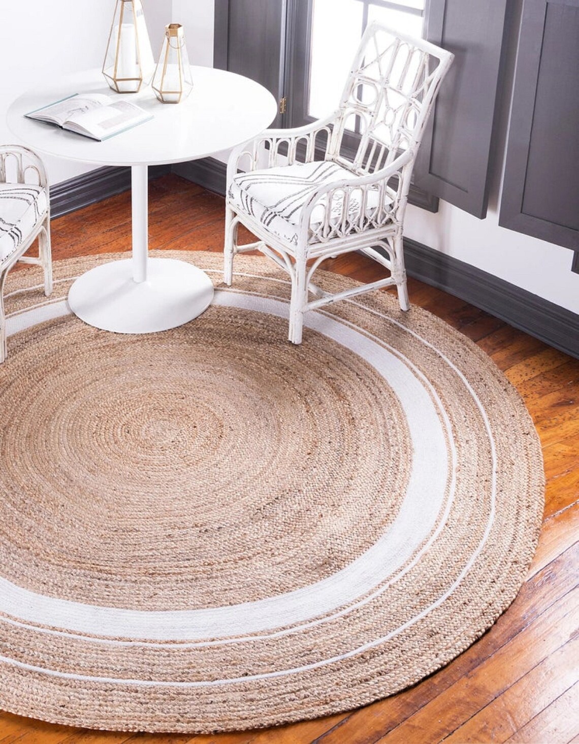 Cotton Jute Round Rugs With Designer Border Handmade & Purely Etsy UK