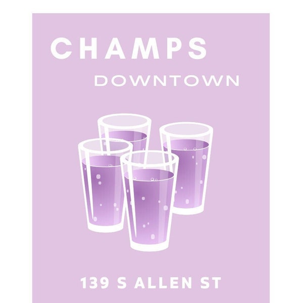 Champs Downtown | College Town Poster | Penn State | Digital Download