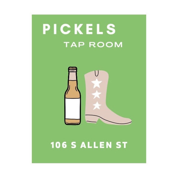 Pickles Tap Room College Town Poster Penn State Digital Etsy