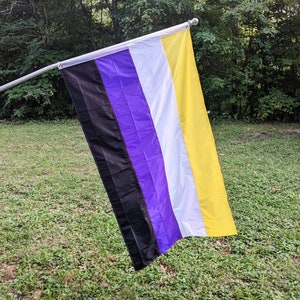Queer Made, Handmade Nonbinary Pride Flag With Stitched Stripes!