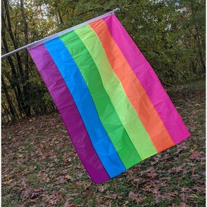 Neon Rainbow Gay / Queer Pride Flag - Stitched Stripes, Handmade, Queer Made!