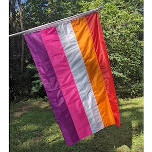 Queer Made, Handmade 5 Stripe Lesbian Pride Flag With Stitched Stripes!