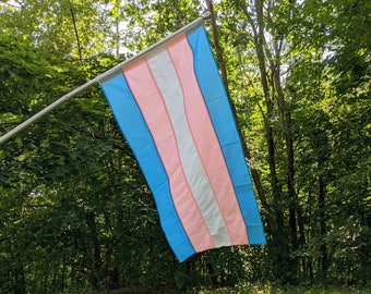 Queer Made, Handmade Transgender Trans Pride Flag With Stitched Stripes!