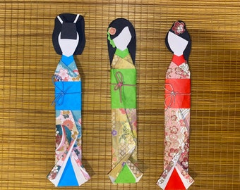 Japanese Origami Geisha Bookmark l Paper Doll