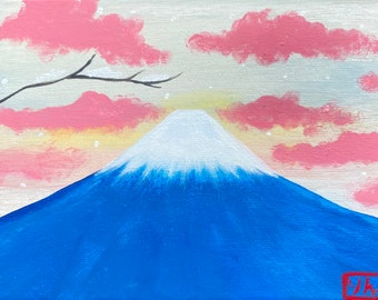 Original l Mount Fuji in The Winter  l Acrylic Painting