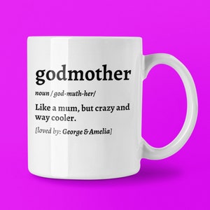 Godmother Gift Personalised Mug, Godmother Gift, Godmother Mug, Godmother Proposal, Godmother Birthday Present Godparent Gift From Godchild coaster ornament godson goddaughter god mother coffee cup promoted definition custom ceramic christening