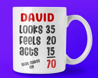 Personalized 70th Birthday Mug, Gift For Him