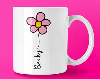 Personalized Daisy Mug, Custom Name Gift