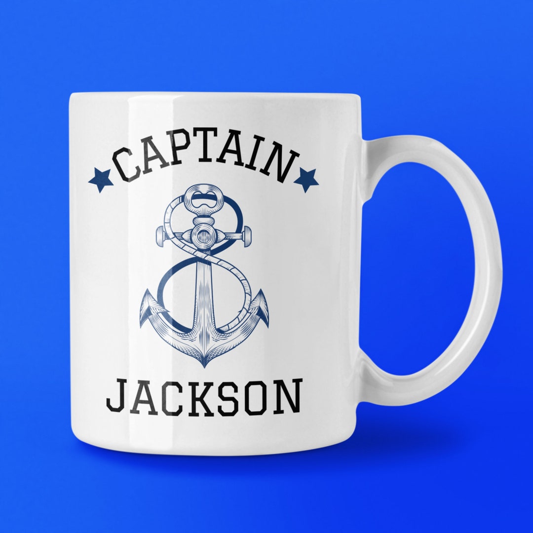 Personalized Captain Mug, Anchor Design, Boating Gift - Etsy UK
