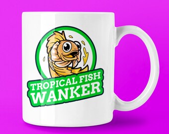 Funny Tropical Fish Wanker Mug, Adult Humor Gift