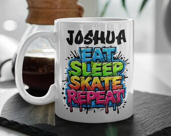 „Eat Sleep Skate Repeat“ Skateboard-Mütze – Bestickte Beanie Für Skater, Warm & Lustiges Geschenk