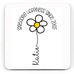 Personalised 21st Birthday Mug, Daisy Gift for 21 Year Old Female COASTER