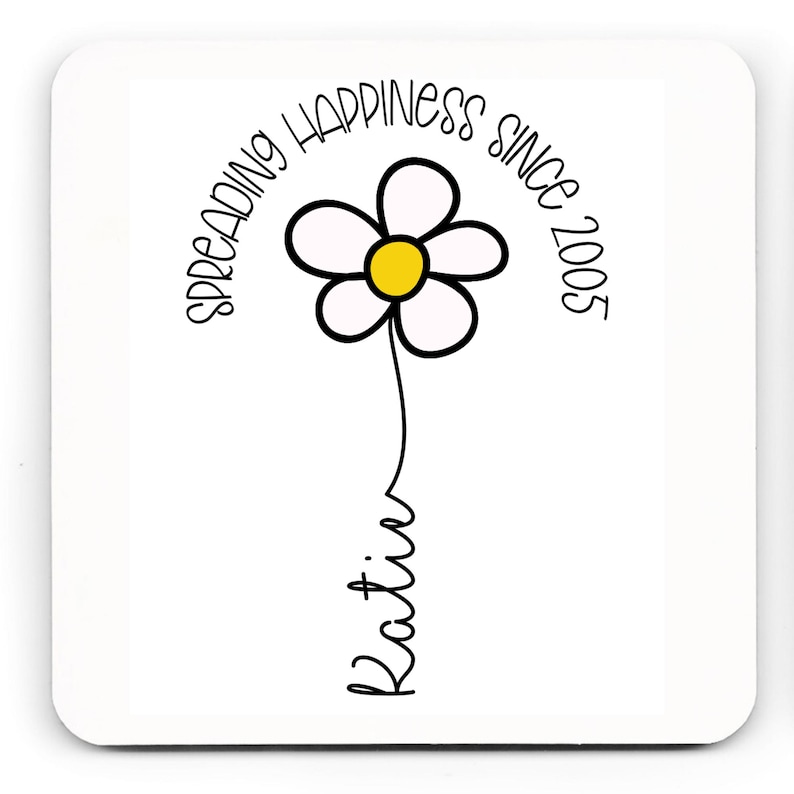 Personalised 21st Birthday Mug, Daisy Gift for 21 Year Old Female COASTER