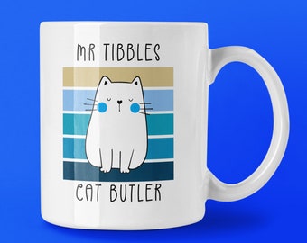 Personalized Cat Dad Mug, Funny Cat Butler Gift